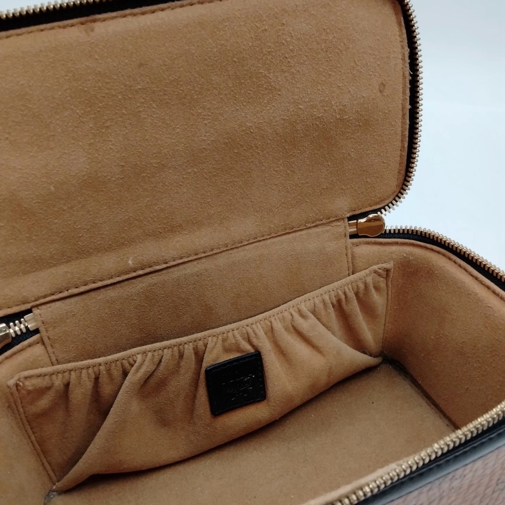 MCM Visetos Rockstar Vanity Case 2way Bag w/cognac coated canvas &black leather - Picture 14 of 15